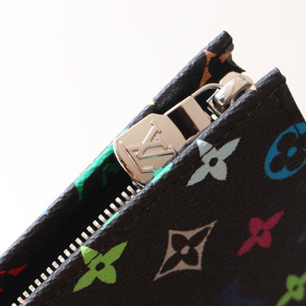 TOILETRY POUCH 25 IN BLACK MIX COLORFUL CALFSKIN