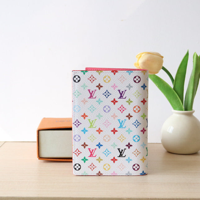 DOLL PASSPORT WALLET IN WHITE MIX COLORFUL CALFSKIN