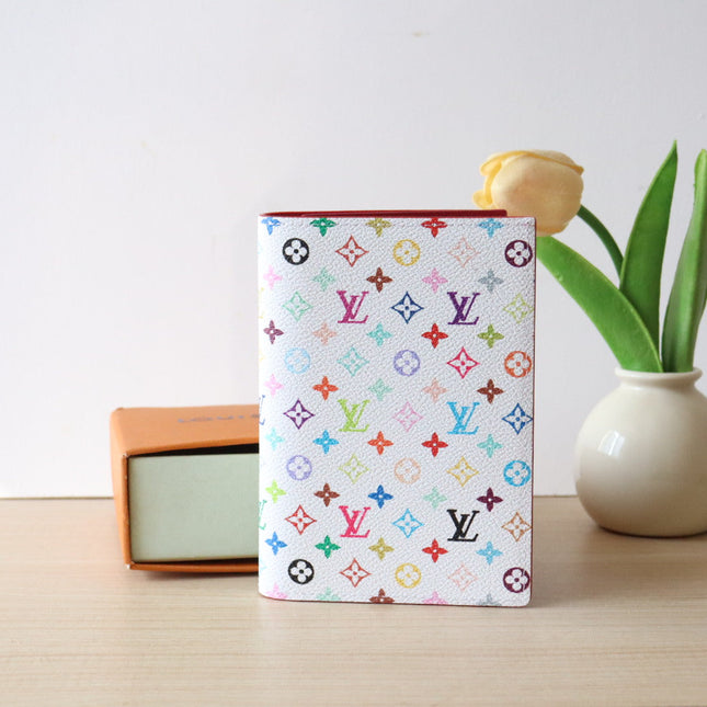 DOLL PASSPORT WALLET IN WHITE MIX COLORFUL CALFSKIN