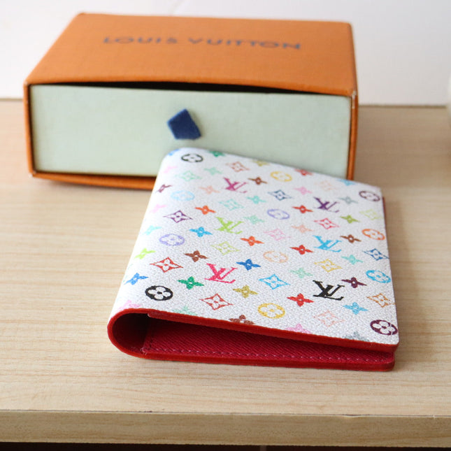DOLL PASSPORT WALLET IN WHITE MIX COLORFUL CALFSKIN
