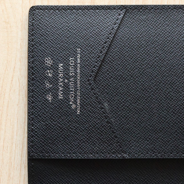 DOLL PASSPORT WALLET IN BLACK MIX COLORFUL CALFSKIN