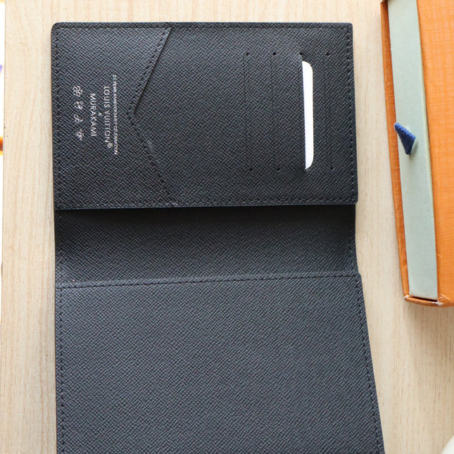 DOLL PASSPORT WALLET IN BLACK MIX COLORFUL CALFSKIN
