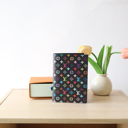 DOLL PASSPORT WALLET IN BLACK MIX COLORFUL CALFSKIN