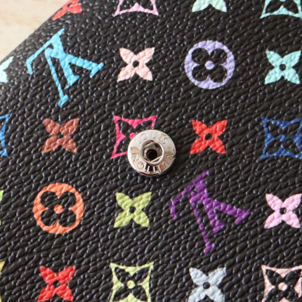 ROSALIE ZIPPY 12 IN BLACK MIX COLORFUL CALFSKIN