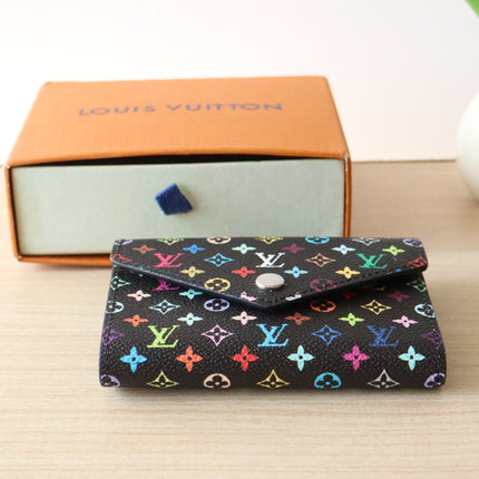 ROSALIE ZIPPY 12 IN BLACK MIX COLORFUL CALFSKIN