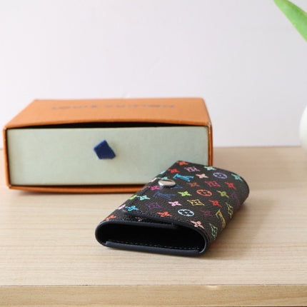 ROSALIE WALLET 12 IN BLACK MIX COLORFUL CALFSKIN
