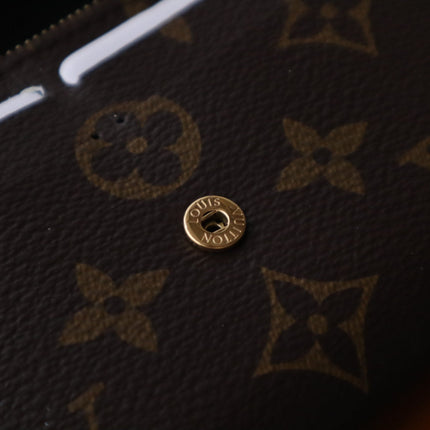 EMILIE WALLET 19 IN CHOCOLATE BROWN MONOGRAM CALFSKIN