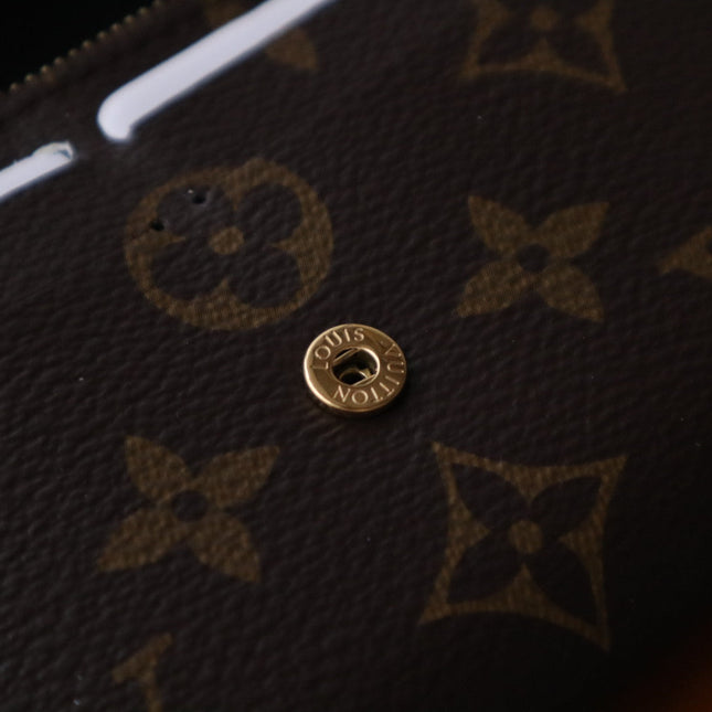 EMILIE WALLET 19 IN CHOCOLATE BROWN MONOGRAM CALFSKIN