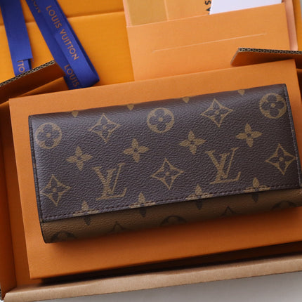 EMILIE WALLET 19 IN CHOCOLATE BROWN MONOGRAM CALFSKIN