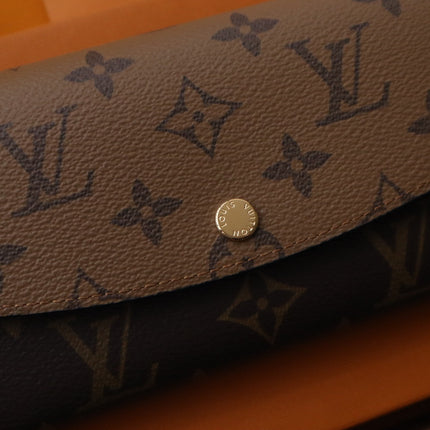 EMILIE WALLET 19 IN CHOCOLATE BROWN MONOGRAM CALFSKIN