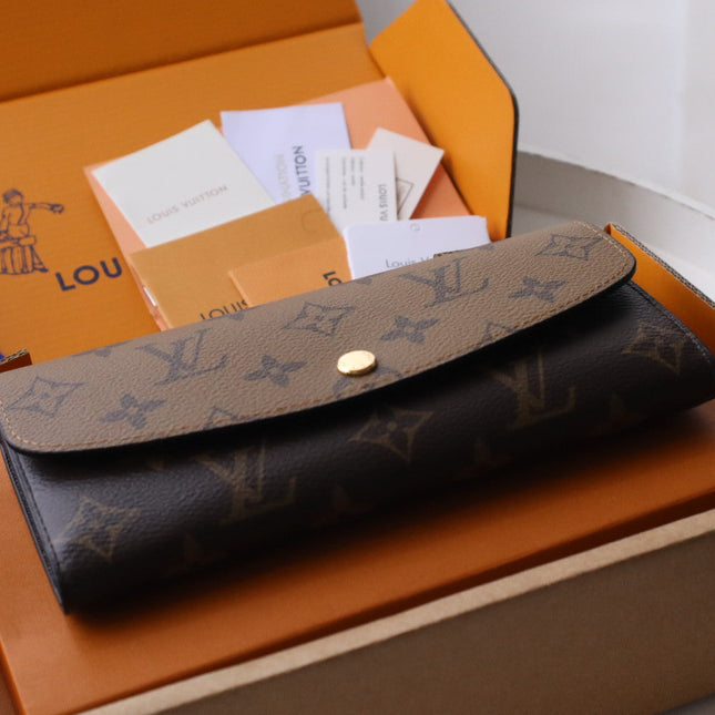 EMILIE WALLET 19 IN CHOCOLATE BROWN MONOGRAM CALFSKIN