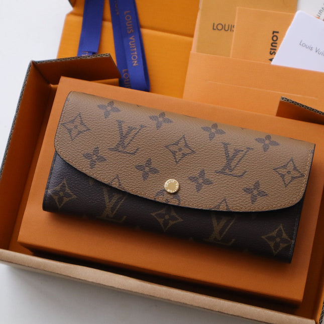 EMILIE WALLET 19 IN CHOCOLATE BROWN MONOGRAM CALFSKIN