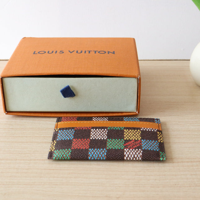 POCKET ORGANIZER CARD HOLDER 11 IN COLORFUL DAMIER EBENE CANVAS