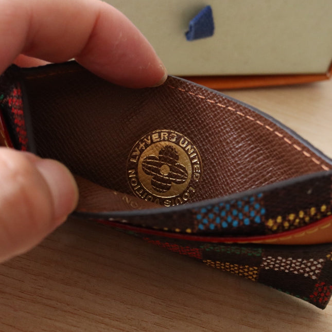 POCKET ORGANIZER CARD HOLDER 11 IN COLORFUL DAMIER EBENE CANVAS