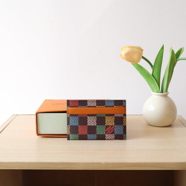 POCKET ORGANIZER CARD HOLDER 11 IN COLORFUL DAMIER EBENE CANVAS