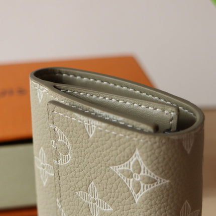 IRIS WALLET IN KHAKI BROWN EMBOSSED CALFSKIN