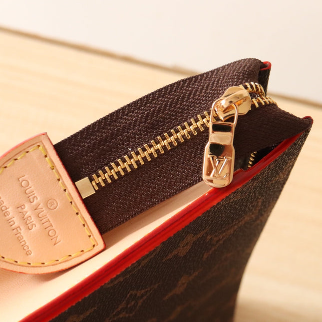 TOILETRY POUCH 25 CM BAG IN BROWN MONOGRAM CALFSKIN WITH STICKER