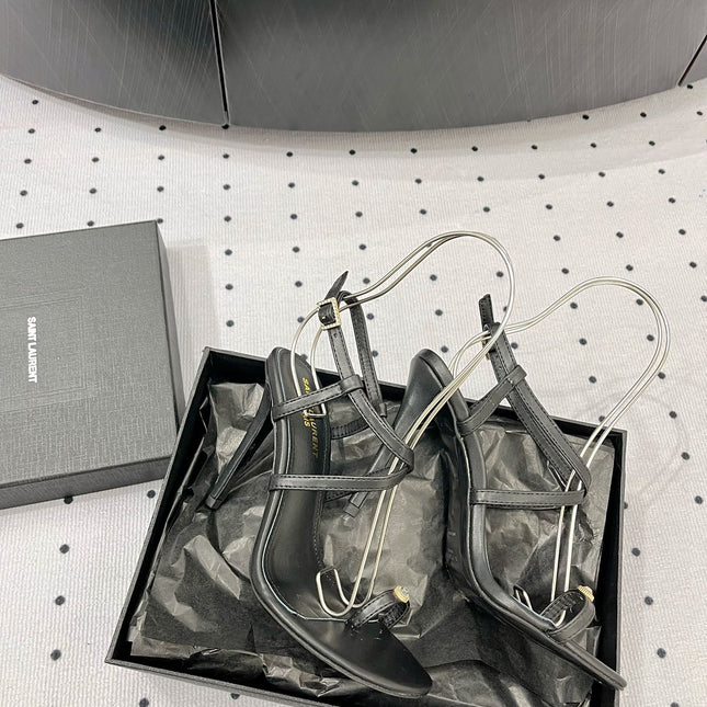 SL LINDEN HEELED SANDALS BLACK CALFSKIN