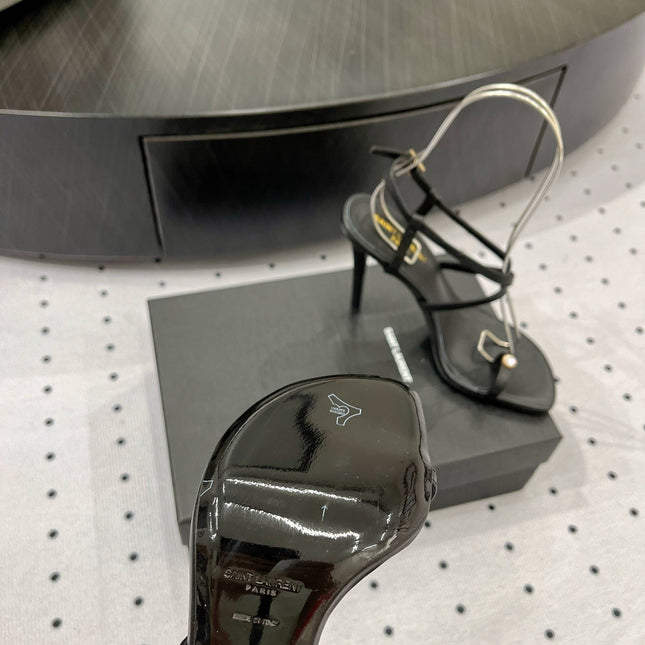 SL LINDEN HEELED SANDALS BLACK CALFSKIN