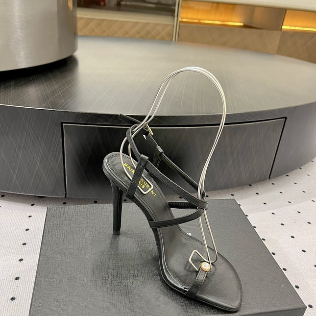 SL LINDEN HEELED SANDALS BLACK CALFSKIN