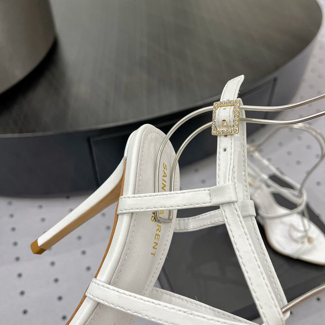 SL LINDEN HEELED SANDALS WHITE CALFSKIN
