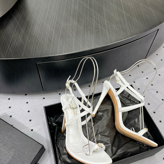 SL LINDEN HEELED SANDALS WHITE CALFSKIN
