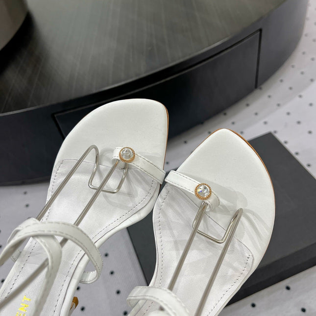 SL LINDEN HEELED SANDALS WHITE CALFSKIN