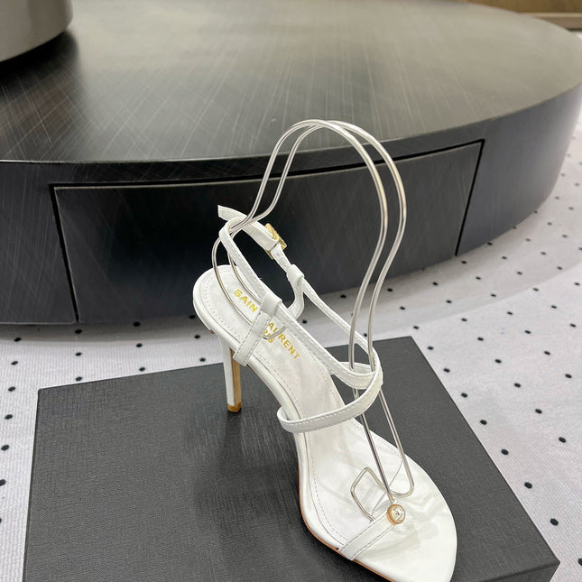 SL LINDEN HEELED SANDALS WHITE CALFSKIN