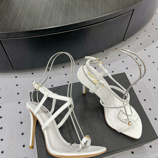 SL LINDEN HEELED SANDALS WHITE CALFSKIN
