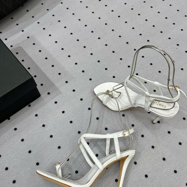 SL LINDEN HEELED SANDALS WHITE CALFSKIN