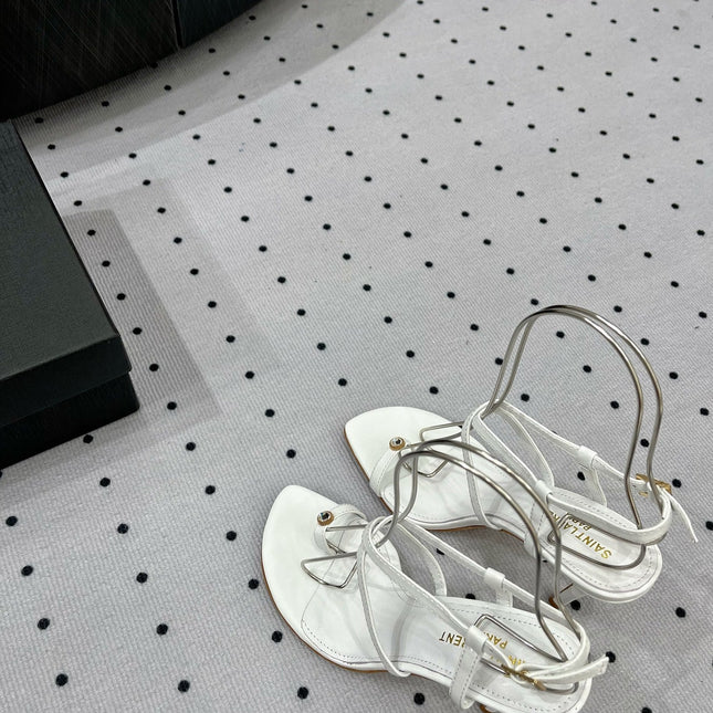 SL LINDEN HEELED SANDALS WHITE CALFSKIN