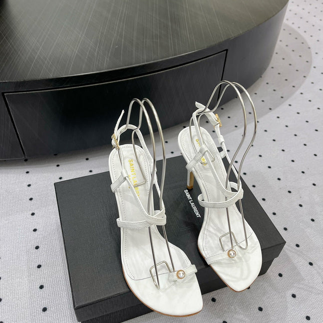 SL LINDEN HEELED SANDALS WHITE CALFSKIN