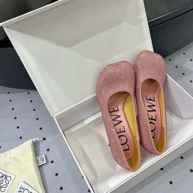 Loew pump 100 in suede and allover rhinestones pink
