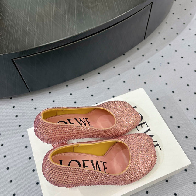 Loew pump 100 in suede and allover rhinestones pink