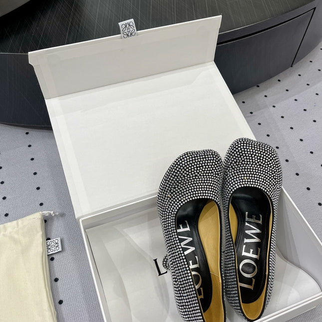 Loew pump 100 in suede and allover rhinestones black