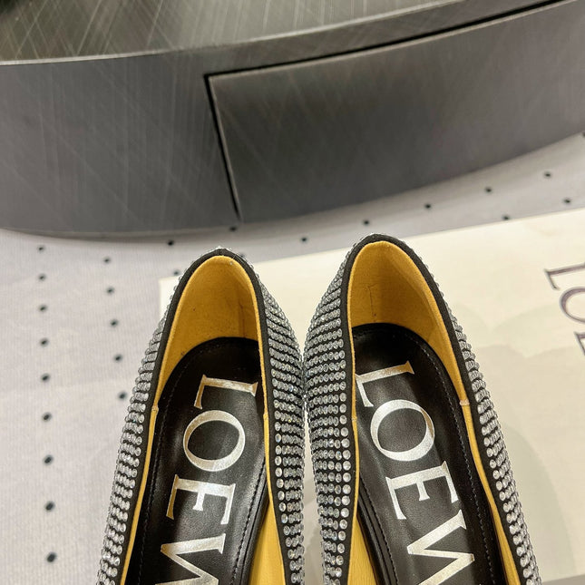 Loew pump 100 in suede and allover rhinestones black