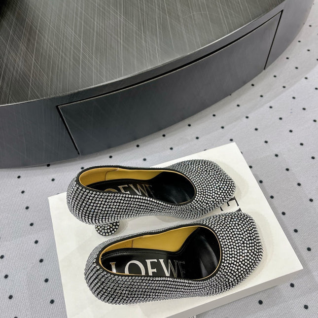 Loew pump 100 in suede and allover rhinestones black