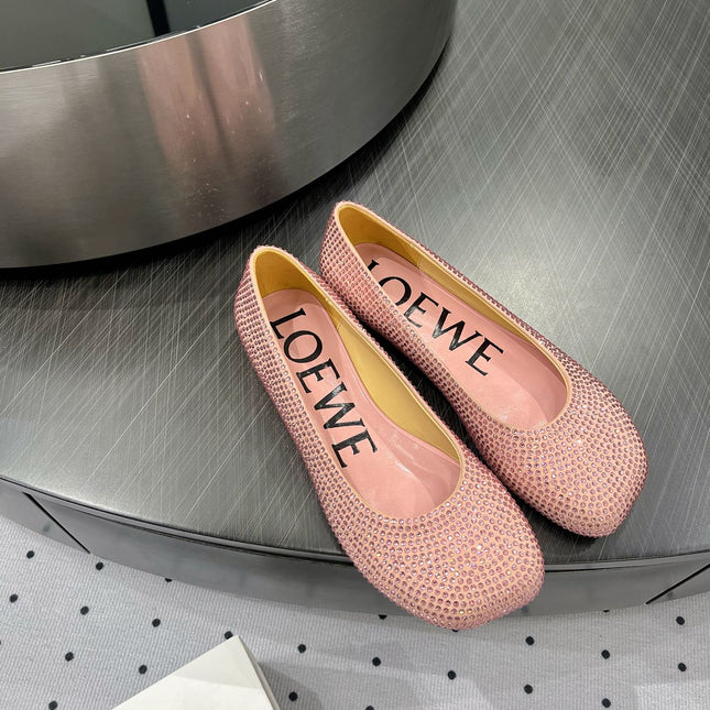 Toy ballerina in suede and allover rhinestones pink