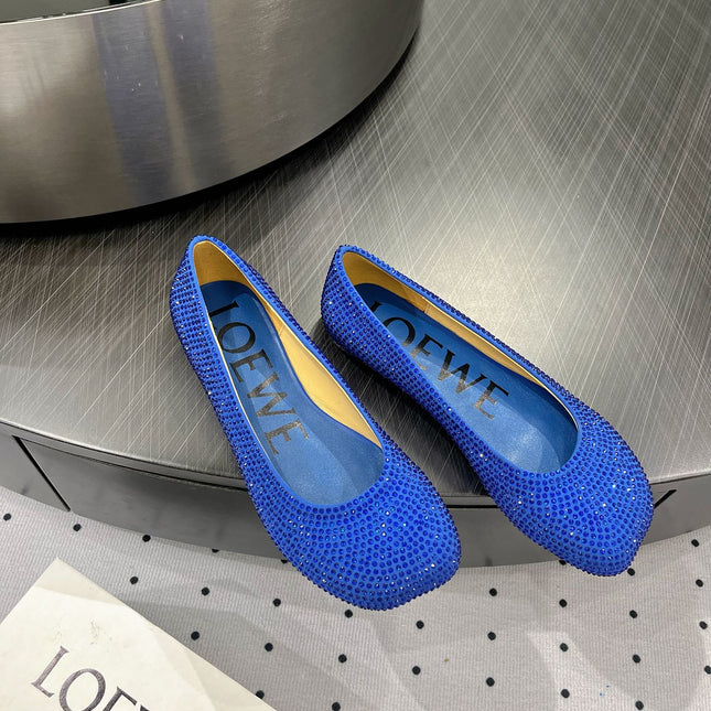 Toy ballerina in suede and allover rhinestones blue