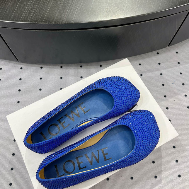 Toy ballerina in suede and allover rhinestones blue