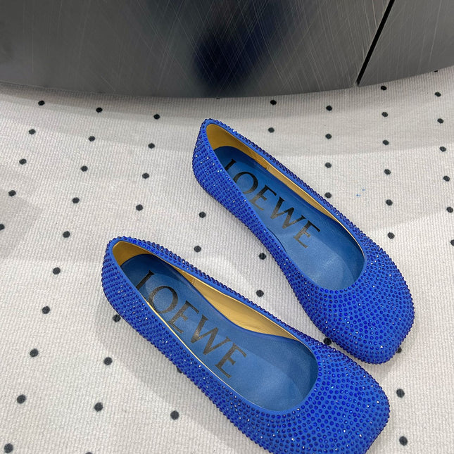 Toy ballerina in suede and allover rhinestones blue