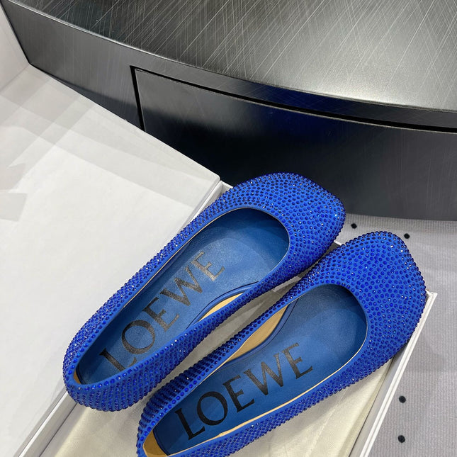 Toy ballerina in suede and allover rhinestones blue