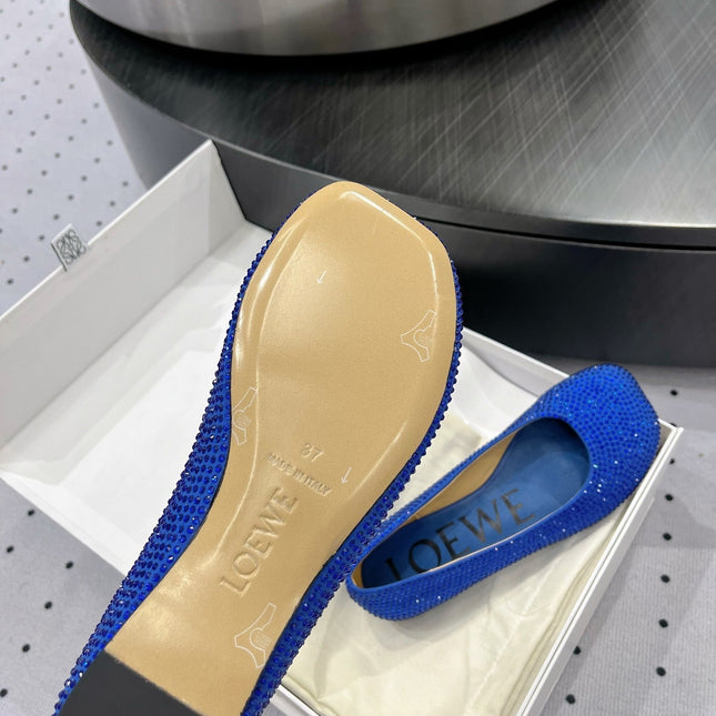 Toy ballerina in suede and allover rhinestones blue