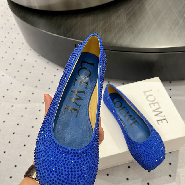 Toy ballerina in suede and allover rhinestones blue