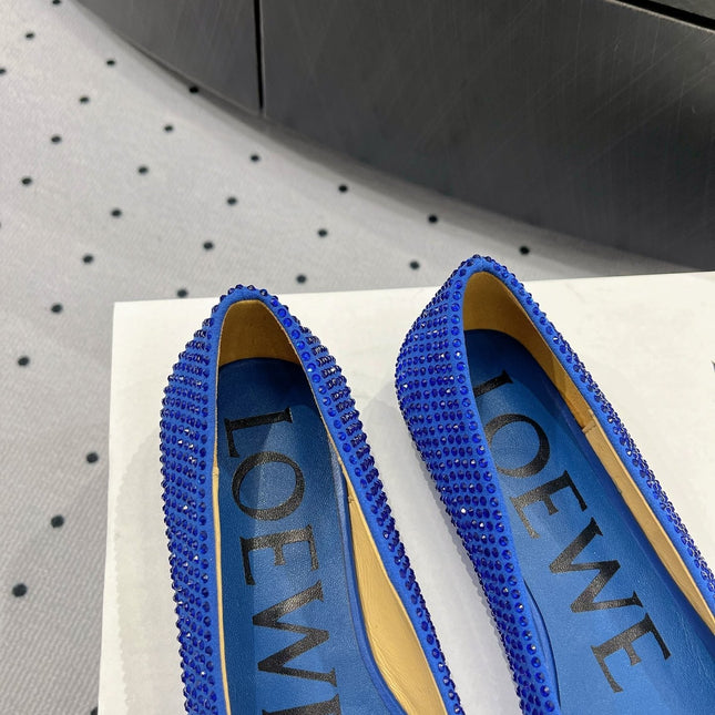 Toy ballerina in suede and allover rhinestones blue