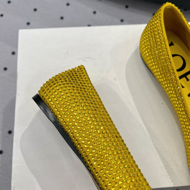 Toy ballerina in suede and allover rhinestones yellow