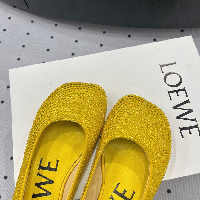 Toy ballerina in suede and allover rhinestones yellow