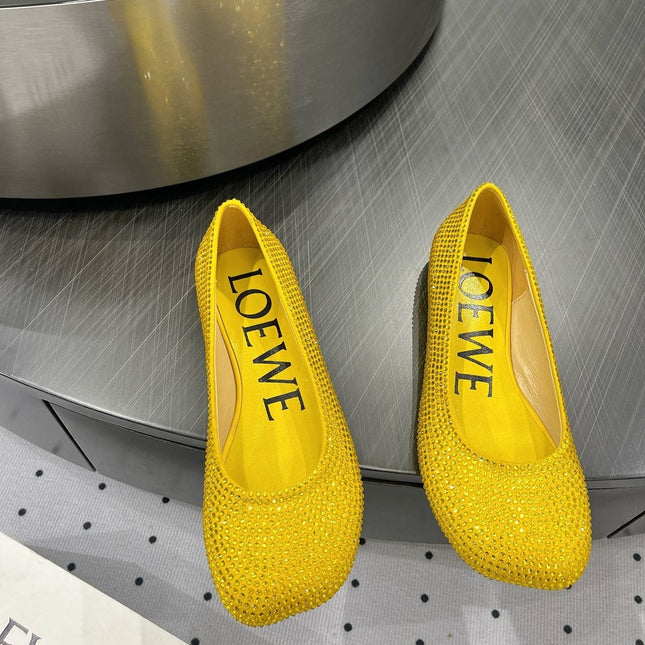 Toy ballerina in suede and allover rhinestones yellow