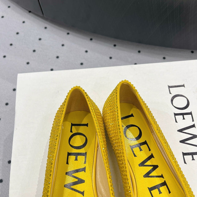 Toy ballerina in suede and allover rhinestones yellow