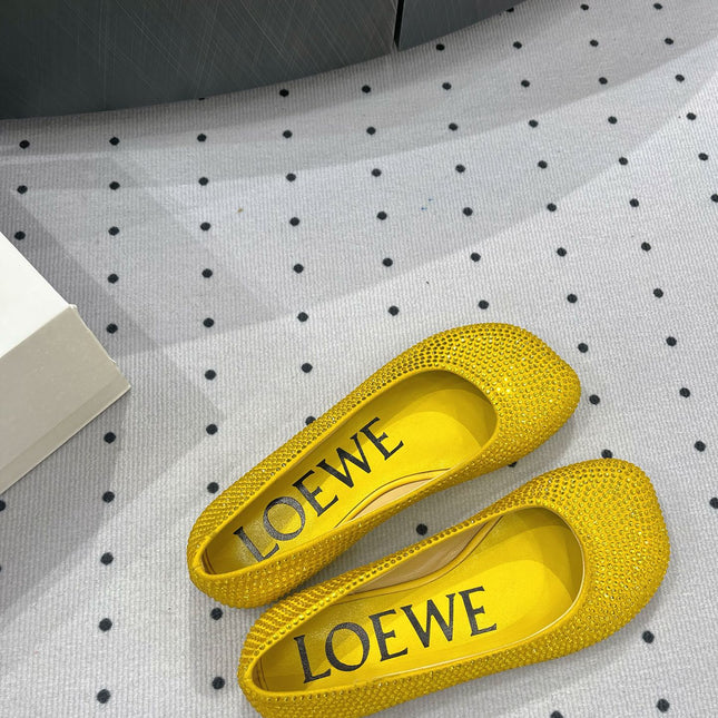 Toy ballerina in suede and allover rhinestones yellow